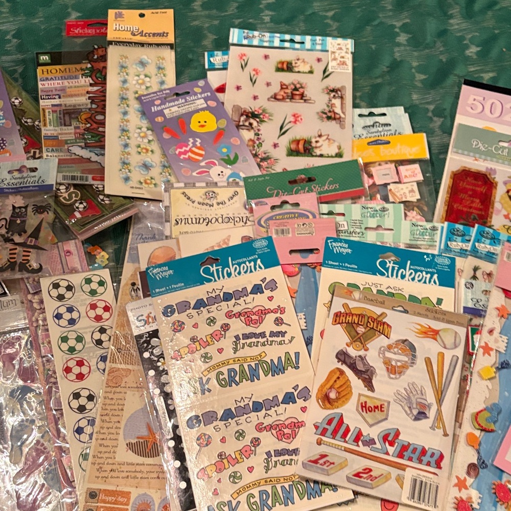 Assorted Scrapbook stickers, paper, numbers and letter Packs - Multicolor